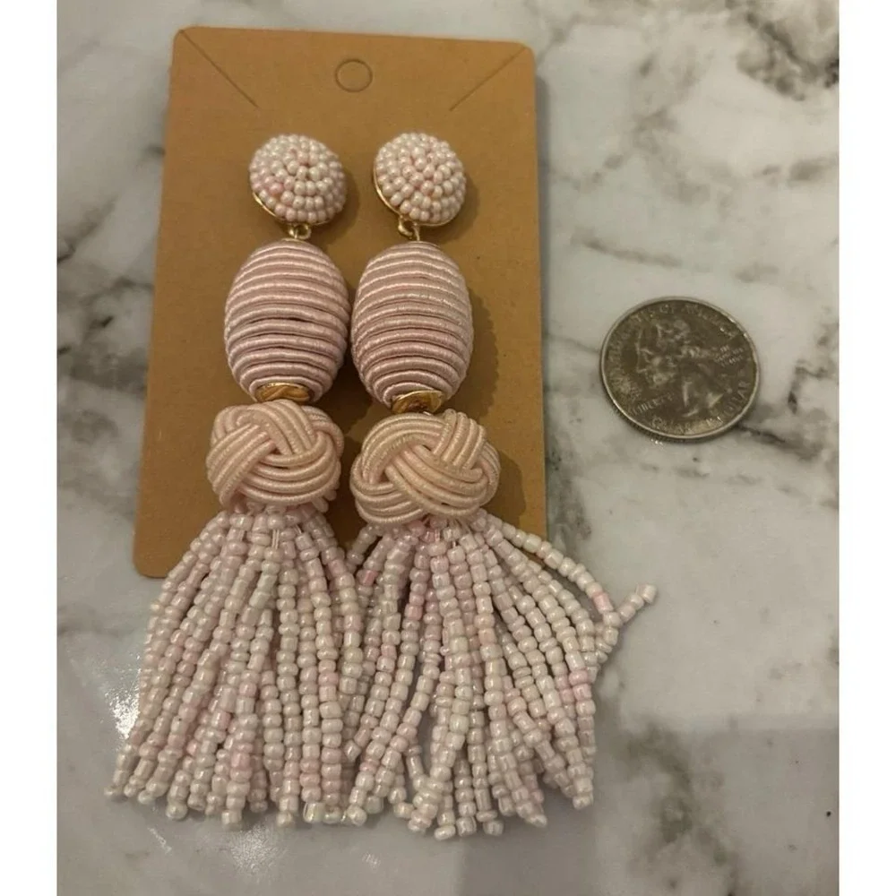 Baublebar pink tassel‎ beaded earrings - Picture 3 of 5